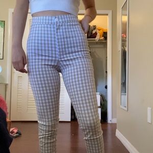 Beige Gingham Pants